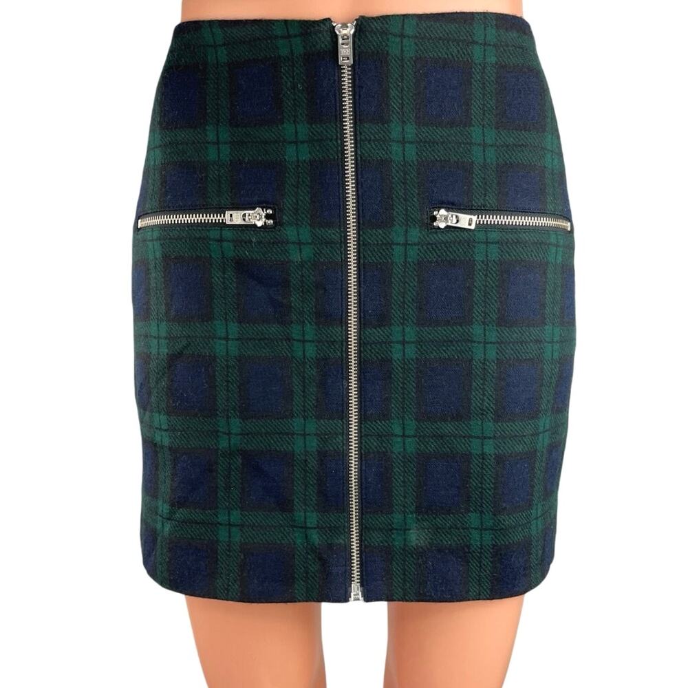 Madewell Womens Multicolor Plaid Front Zipper Slim Fit Mini Pencil Skirt Size XS